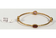 Antique Style Organic Bangle  .925 Sterling Silver Gold Micron Plated with Multi Tourmaline