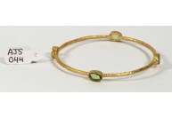 Antique Style Organic Bangle  .925 Sterling Silver Gold Micron Plated with Peridot