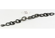 Antique Style Organic Link Bracelet  .925 Sterling Silver Black Matte Finish with Fine Diamonds