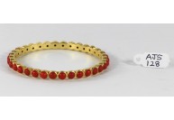 Antique Style Organic Bangle  .925 Sterling Silver Gold Micron Plated with Coral