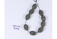 Antique Style Tumble Design Ball Bead Finding .925 Sterling Silver with 10 rows of Oxidized Pave Diamonds 