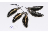 Antique Style Feather Design Black Bone Charm Finding Pendant .925 Sterling Silver with Oxidized Pave Diamonds 