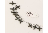 Antique Style Cross shape Charm Finding .925 Sterling Silver with Oxidized Pave Diamonds 
