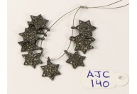 Antique Style Star shape Charm Finding .925 Sterling Silver with Oxidized Pave Diamonds 