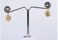 Antique Style Dangling Earrings .925 Sterling Silver Gold Micron Plated with Diamond Slices 