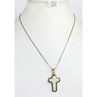 Antique Style  Cross Design Pendant .925 Sterling Silver with Opal and Oxidized Pave Diamonds with 18 inch Long Chain