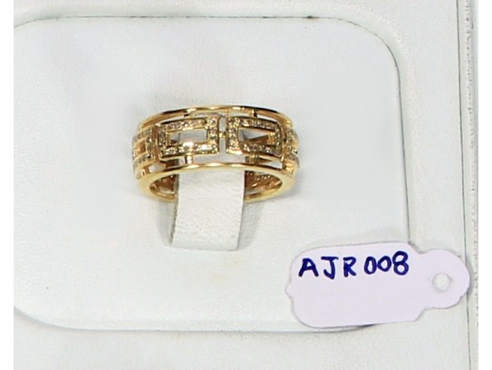 Victorian Style Eternity Gold Plated Band Ring  .925 Sterling Silver with Pave Diamonds 