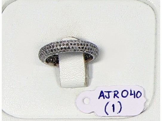 Antique Style Eternity Band Ring  .925 Sterling Silver with 5 Rows of Oxidized White Pave Diamonds 