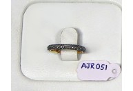 Victorian Style Eternity Band Ring 14kt Gold  .925 Sterling Silver with 4 Rows of High Lustre Pave Diamonds 