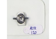 Victorian Antique Style Oval shape Ring  .925 Sterling Silver with Pave and Rosecut Diamonds 