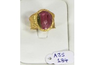 Antique Style Ring .925 Sterling Silver Gold Micron Plated with Watermelon Tourmaline