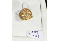 Antique Style Ring .925 Sterling Silver Gold Micron Plated with Diamond Slices