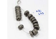 Antique Style Spacers Rondell 9mm Bead Finding  .925 Sterling Silver with 3 rows of Oxidized Pave Diamonds 